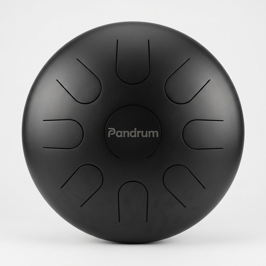 Pandrum Sonopan „Handpan Hybrid" – handgefertigte Handpan-Alternative – 35,5 cm – 9 Zungen – D-Kurd