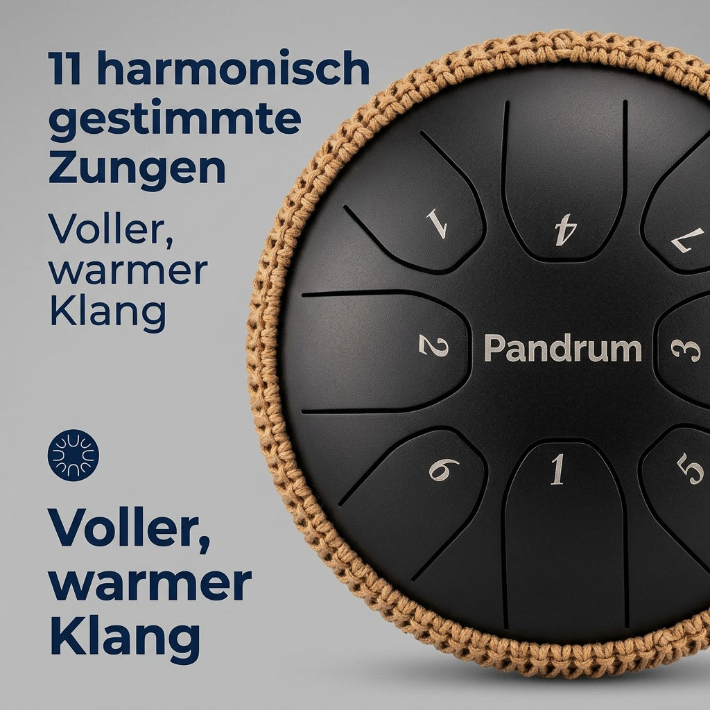 Pandrum Zungentrommel „Standard" – Handgefertigt – 30 cm – 11 Zungen – D-Dur