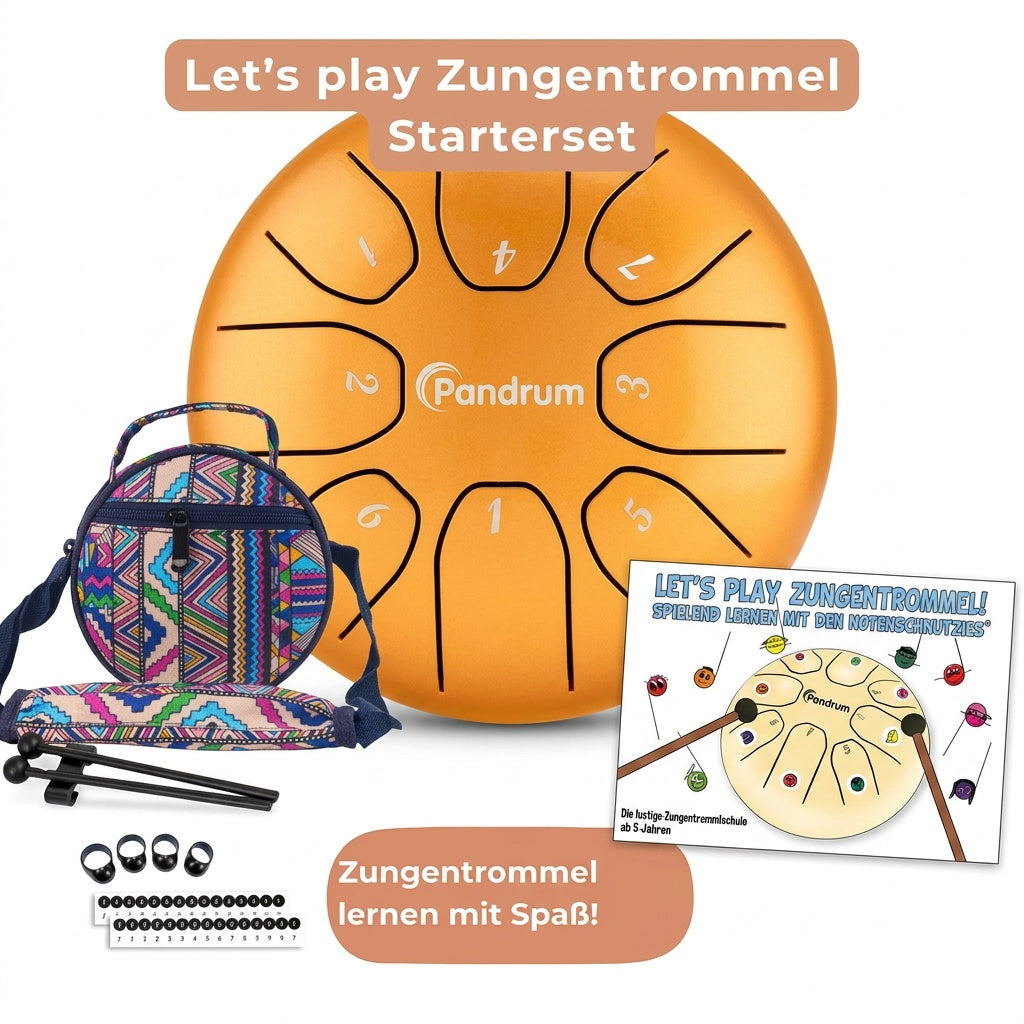Pandrum Premium 15 Zungen Set – Zungentrommel, Notenschnutzies & Happy Beatz